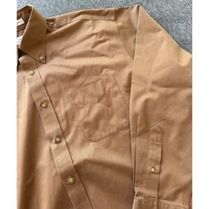 Enro Shirt Mens Large Brown Button Down Long Sleeve Non Iron Twill Cotton Pocket